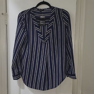 Forever 21 Dark Blue and White Striped Blouse